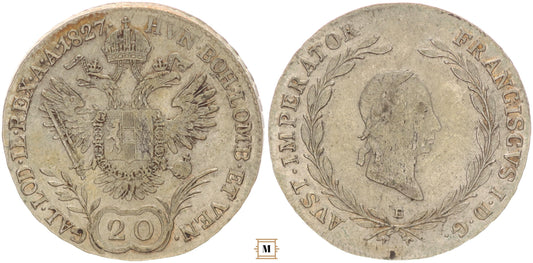 I. Ferenc 20 krajcár 1827 E
