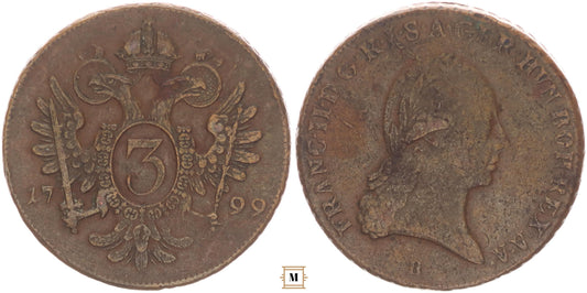 I. Ferenc 3 krajcár 1799 B
