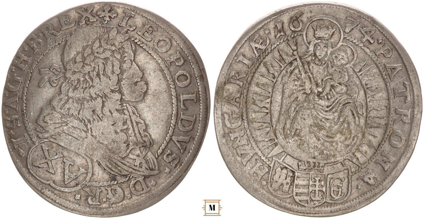 I. Lipót 15 krajcár 1674 Pozsony