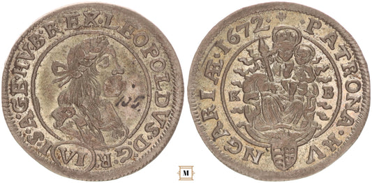 I. Lipót 6 krajcár 1672 KB