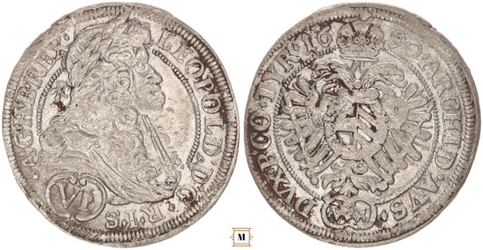 I. Lipót 6 krajcár 1690 MM Bécs