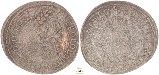 I. Lipót XV krajcár 1678 KB Korabeli hamis