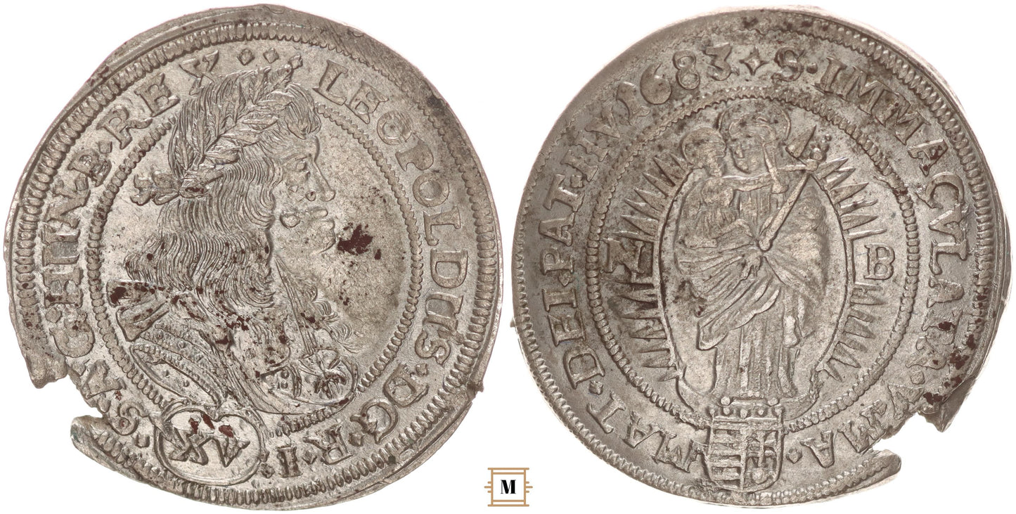 I. Lipót XV krajcár 1683 NB - lapkahiba, apró sérülés