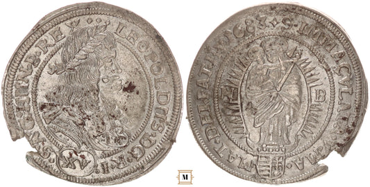 I. Lipót XV krajcár 1683 NB - lapkahiba, apró sérülés