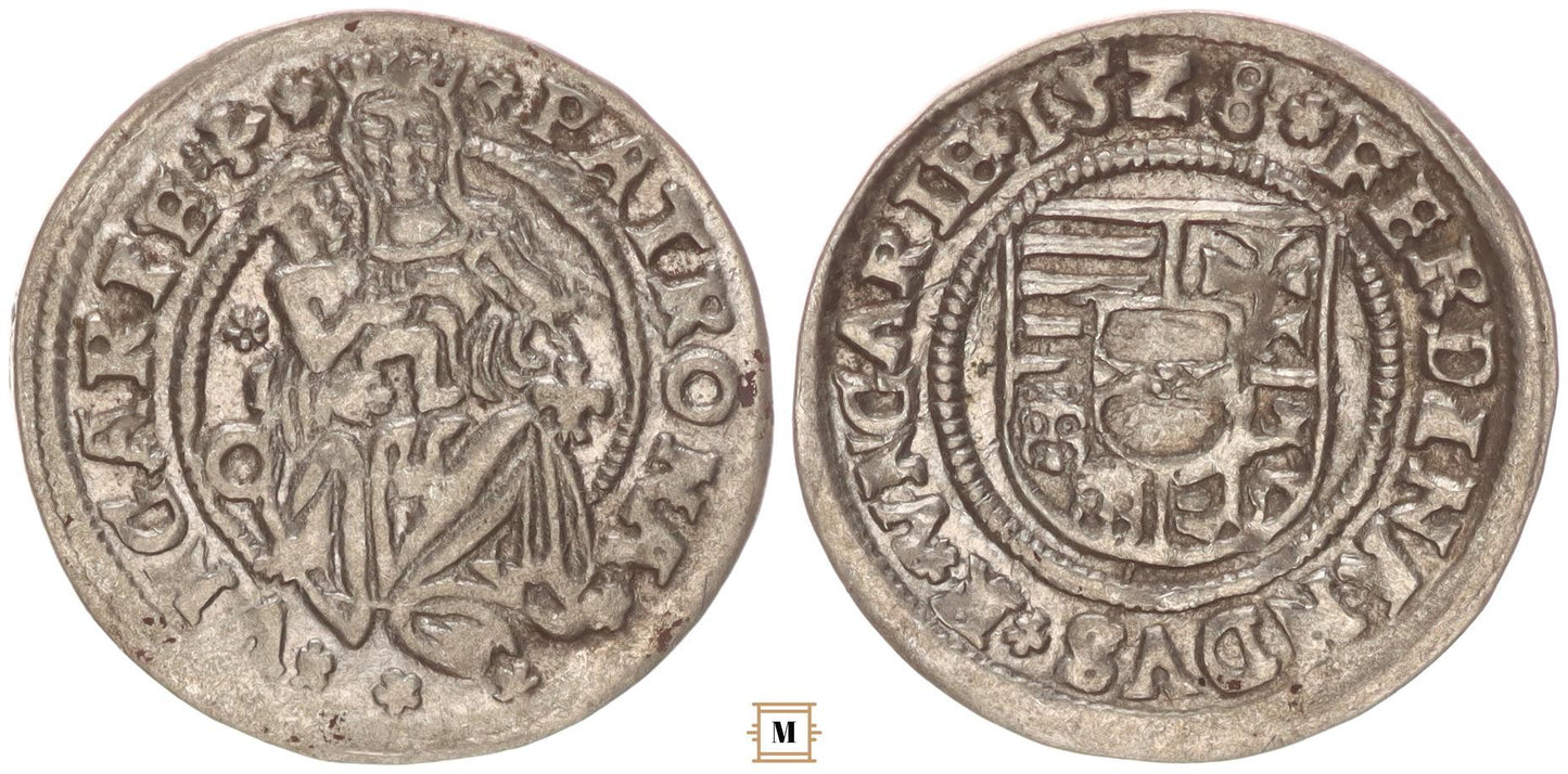 I.Ferdinánd 1528 Denár Rozetta/C- Liliom Kassa  RR!