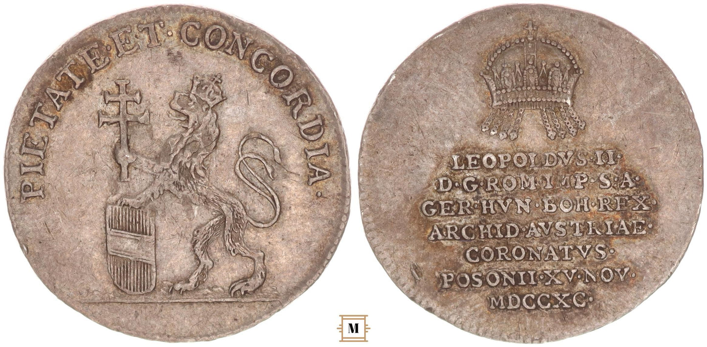 II. Lipót zseton 1790 Pozsonyi koronázás