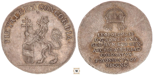 II. Lipót zseton 1790 Pozsonyi koronázás