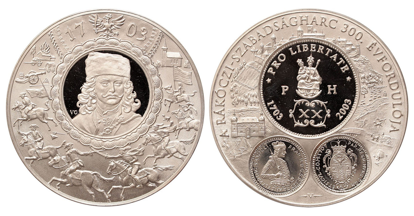 II.  Rákóczi Ferenc emlékérem 2003 0.5kg Ag(.999)
