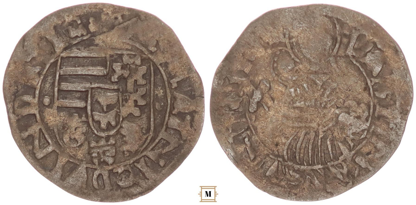 I.Mátyás 1458-1490 Denár K- Rozetta ÉH 567 Korabeli hamis