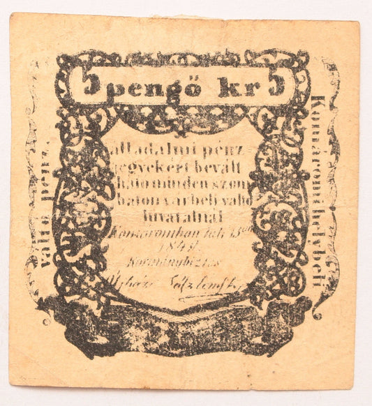 Komárom 5 krajcár 1849