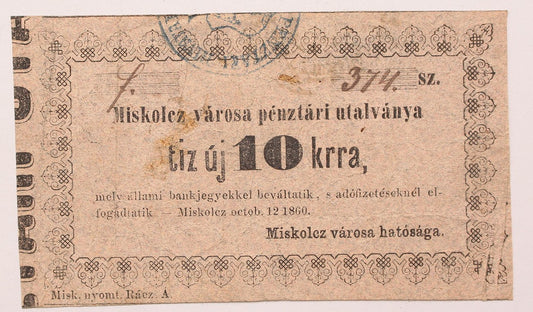 Miskolc 10 krajcár 1860