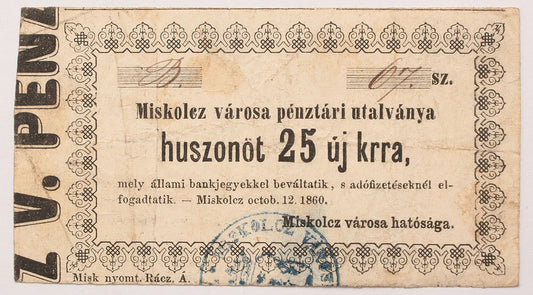 Miskolc 25 krajcár 1860