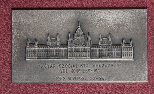 MSZMP VIII. Kongr. ezüst emlékplakett 1962 nov. 20-26.