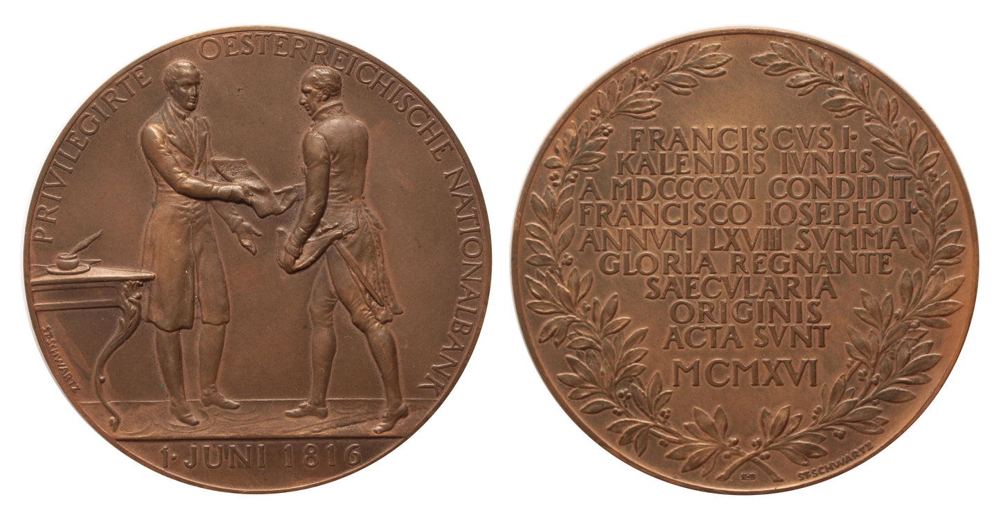 Osztrák Nemzeti Bank 100 éves évfordulója érem 1916