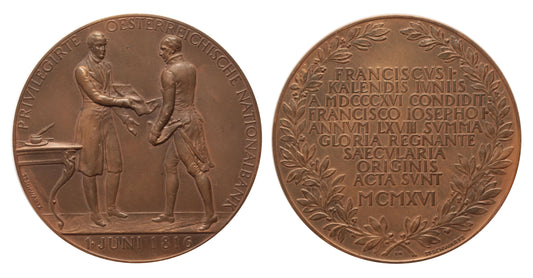 Osztrák Nemzeti Bank 100 éves évfordulója érem 1916