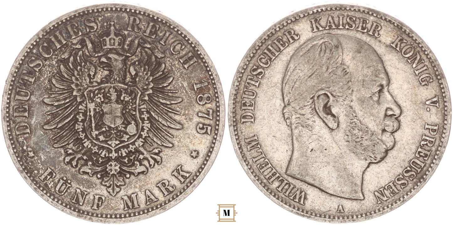 Poroszország 5 márka 1875 A