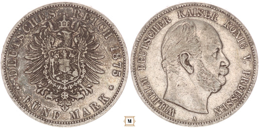 Poroszország 5 márka 1875 A