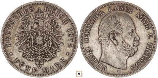 Poroszország 5 márka 1875 B