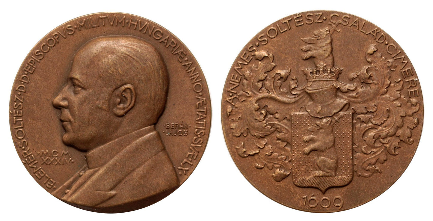 Soltész Elemér tábori püspök 60 éves érem 1934