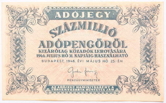 Százmillió adópengő 1946