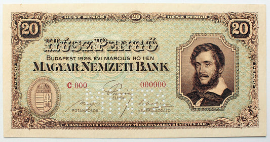 Húsz pengő 1926 MINTA