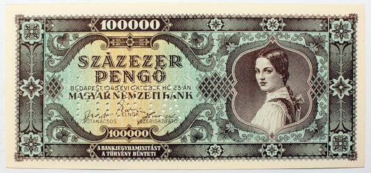 Százezer pengő 1945 MINTA