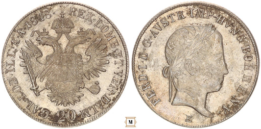 V. Ferdinánd 20 kreuzer 1848 E