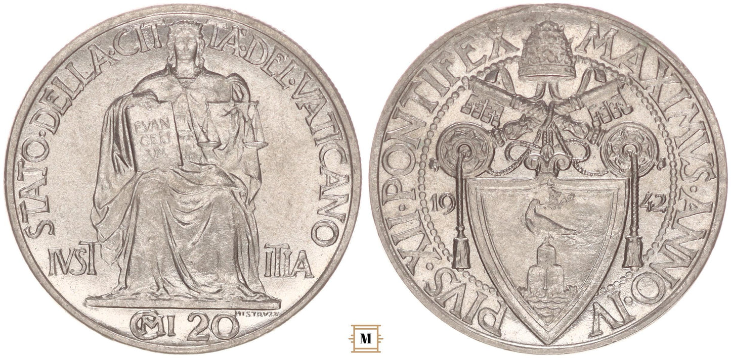 Vatikán 20 centesimi 1942