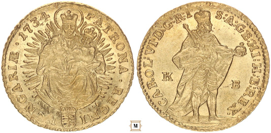 VI. Károly dukát 1734 KB