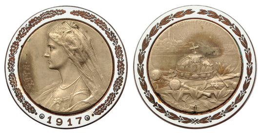 Zita királyné koronázási érem 1917 - fehér zománc